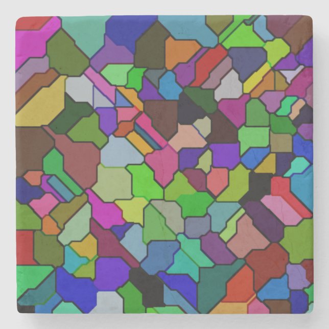 Stained Glass Tilted Tile Marble Coaster (Front)