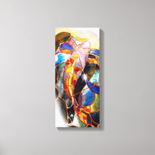 Stained Glass Traditional Koi Fish Art Canvas Print