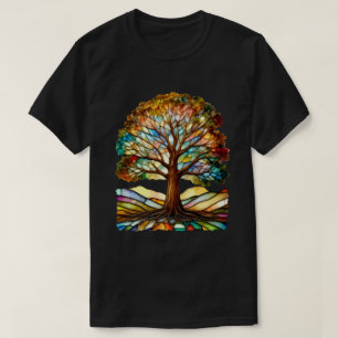 Stained Glass Tree Colourful T-Shirt