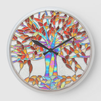 Stained glass "Tree of Enchantment" version 2 Large Clock