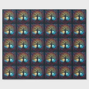 Stained Glass Tree of Life Ceramic Tile Wrapping Paper