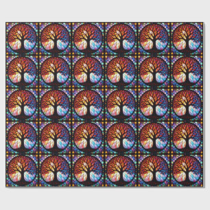 Stained Glass Tree of Life Wrapping Paper
