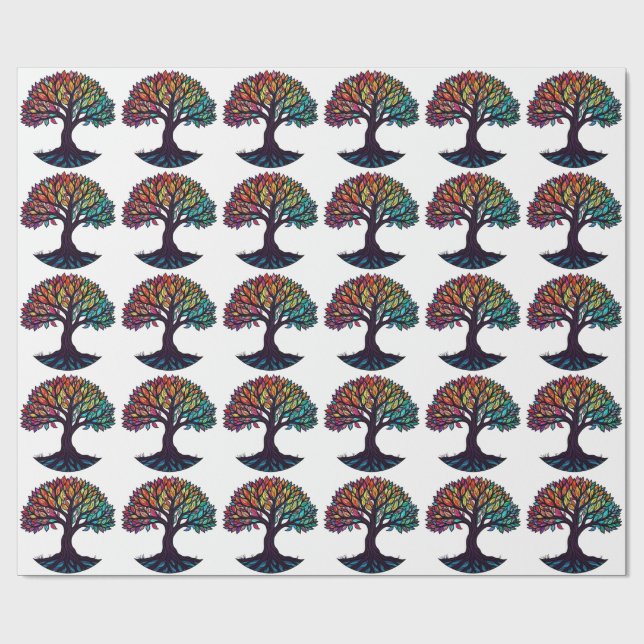 Stained Glass Tree of Life Wrapping Paper (Flat)