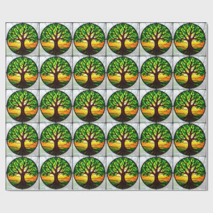 Stained Glass Tree of Life Wrapping Paper