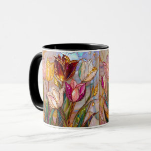 Stained Glass Tulip Art Jewellery-Style Floral Mug