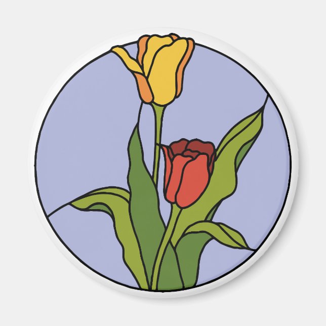 Stained Glass Tulips Magnet (Front)