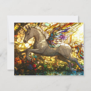 Stained glass unicorn postcard