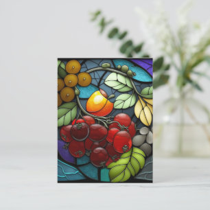 Stained Glass variety fruits Postcard