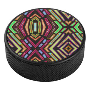 Stained Glass Vibe Colourful Jewels Pattern Hockey Puck