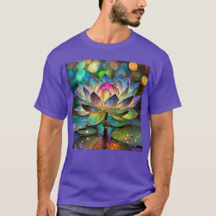 Stained Glass Vibrant Lotus Flower T-Shirt