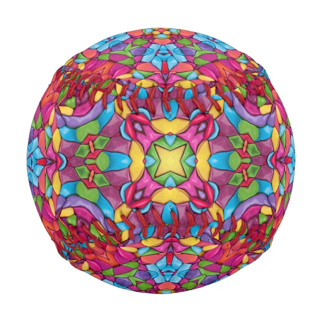 Stained Glass Vintage Purple Kaleidoscope Baseball (Front)