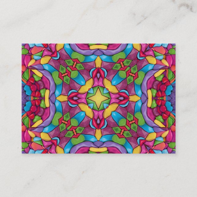 Stained Glass Vintage Purple Kaleidoscope Business Card (Front)