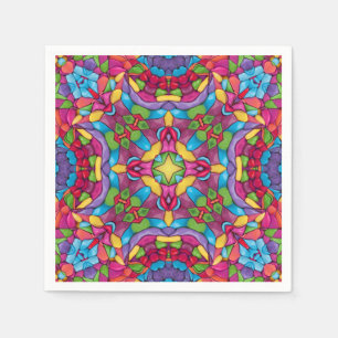 Stained Glass Vintage Purple Kaleidoscope Napkin