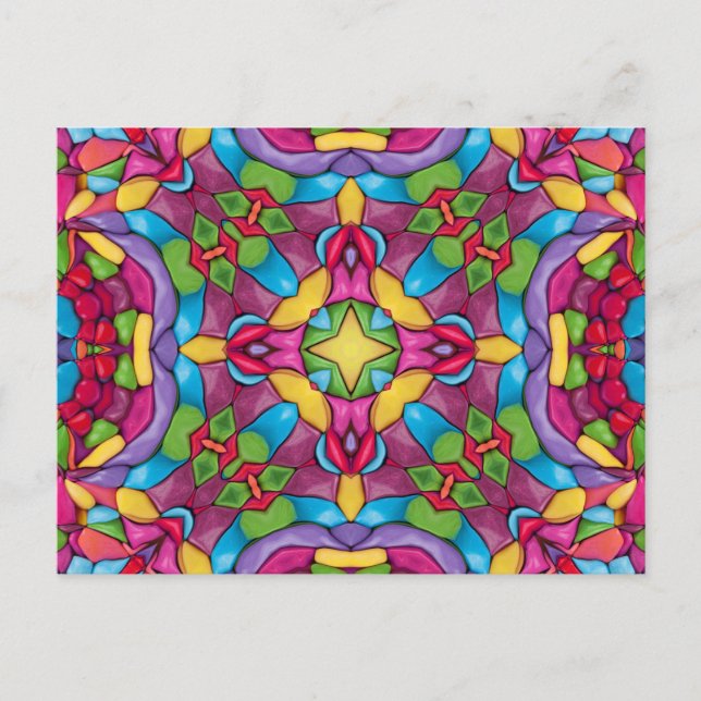 Stained Glass Vintage Purple Kaleidoscope Postcard (Front)
