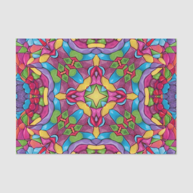 Stained Glass Vintage Purple Kaleidoscope Tissue Paper (Front)