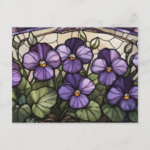 Stained Glass Violet Flowers  Postcard