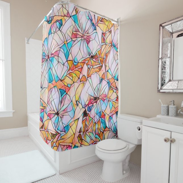 Stained Glass Violets Shower Curtain (In Situ)