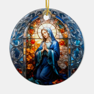 Stained Glass Virgin Mary Ceramic Tree Decoration