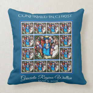 Stained Glass Virgin Mary Holy Spirit Apostles Cushion