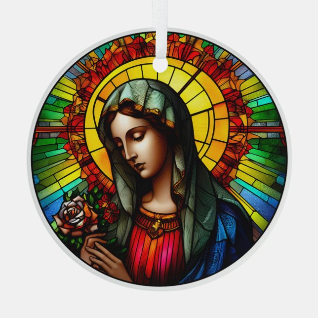 Stained Glass Virgin Mary Tree Decoration (Back)