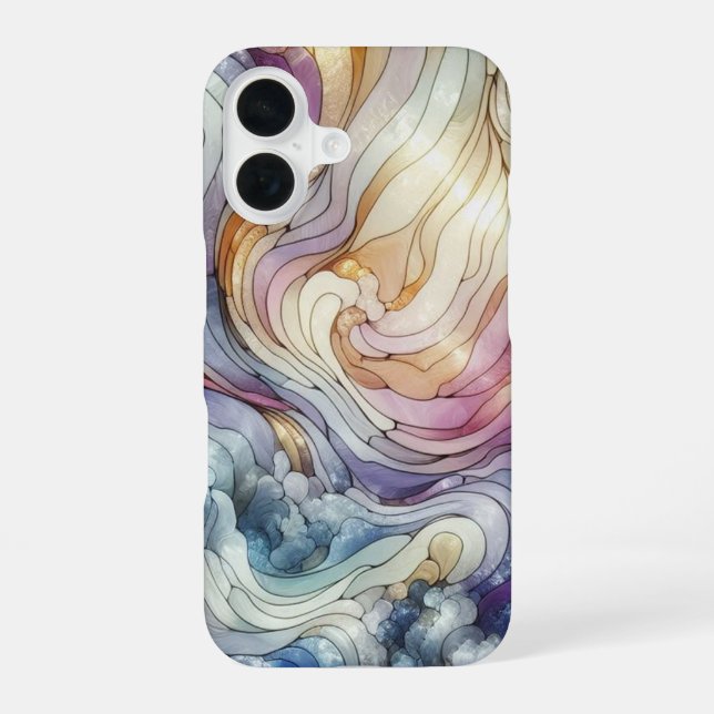Stained glass wave iPhone 16 case (Back)