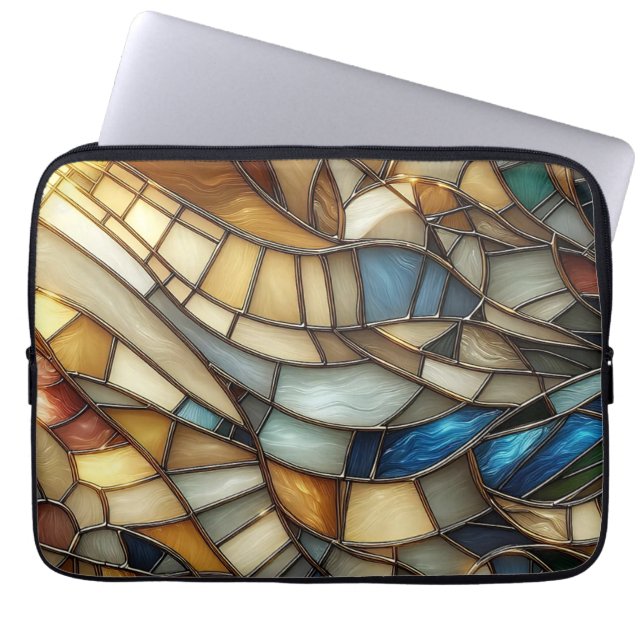 Stained Glass Waves Laptop Sleeve (Front)