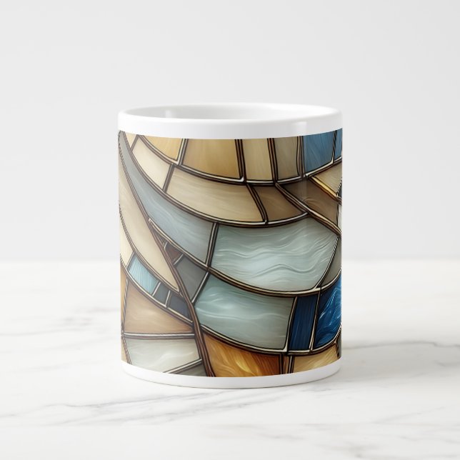 Stained Glass Waves Large Coffee Mug (Front)