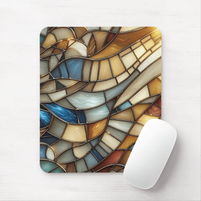 Stained Glass Waves Mouse Mat (With Mouse)