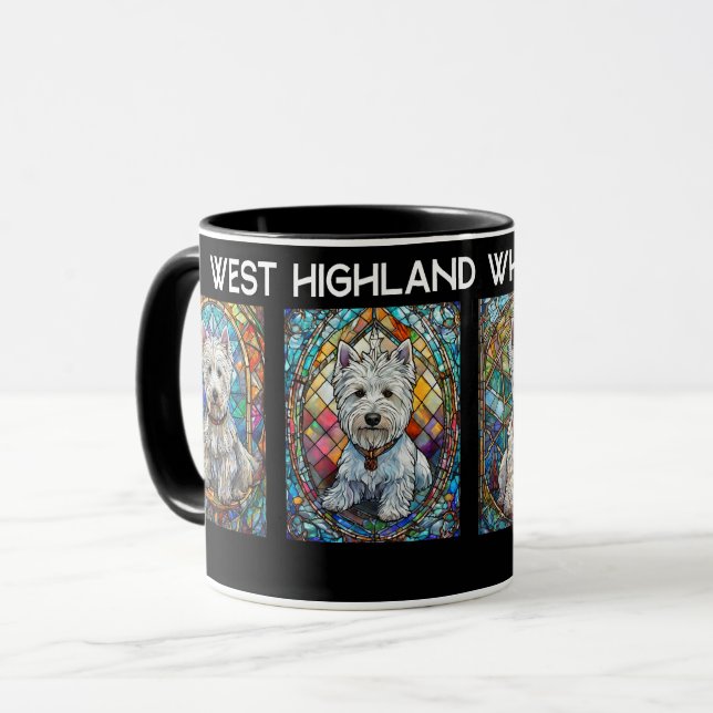 Stained Glass Westies Mug (Front Left)