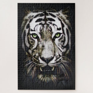 Stained Glass White Tiger Jigsaw Puzzle