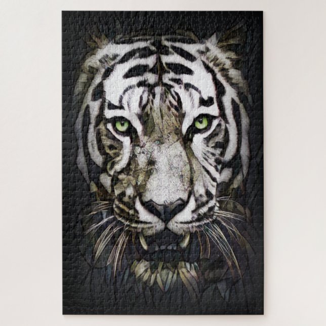 Stained Glass White Tiger Jigsaw Puzzle (Vertical)