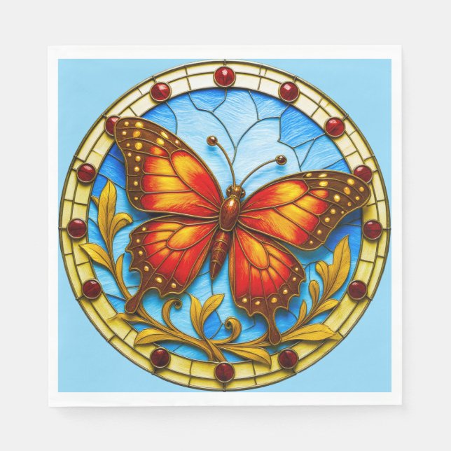 Stained glass window butterfly napkin (Front)