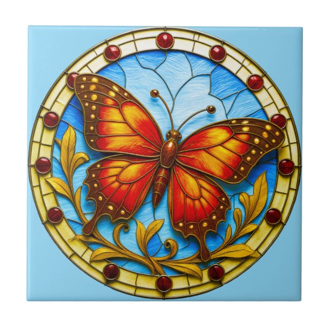Stained glass window butterfly tile (Front)