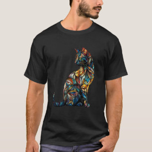 Stained Glass Window Cat Art T-Shirt