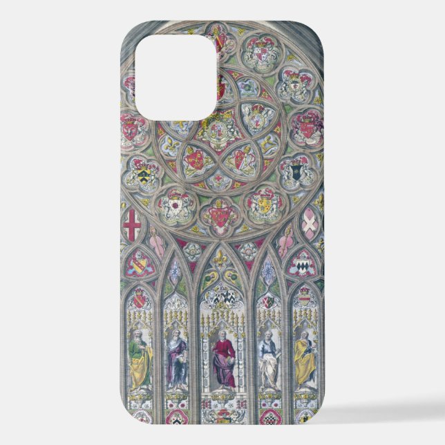Stained glass window cathedral church illustration iPhone case (Back)