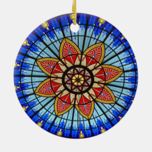 Stained glass window ceramic tree decoration