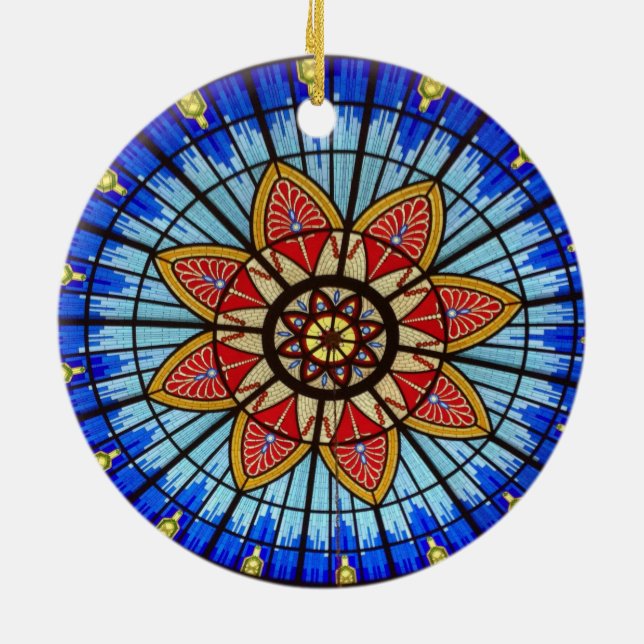Stained glass window ceramic tree decoration (Back)
