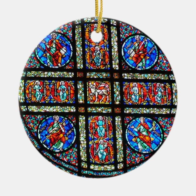 Stained glass window ceramic tree decoration (Front)