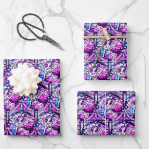 Stained Glass Window Christmas Angel Wrapping Paper Sheet