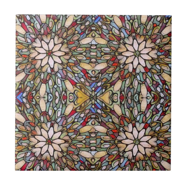 Stained glass window colourful mosaic tile (Front)