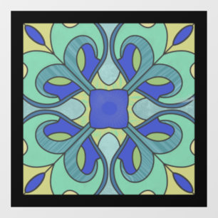 Stained Glass Window Decal Aqua One