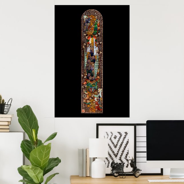Stained Glass Window Design of St. Gobnait Poster (Home Office)