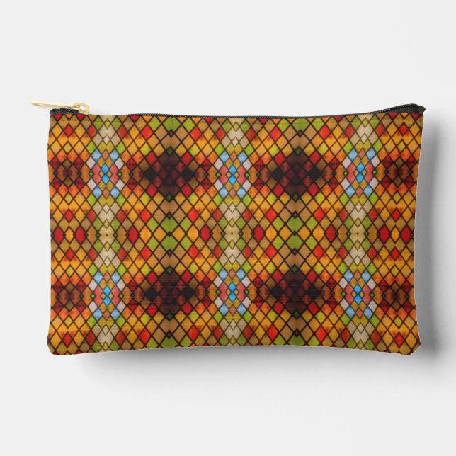 Stained Glass Window Diamond Pattern Accessory Pouch (Front)