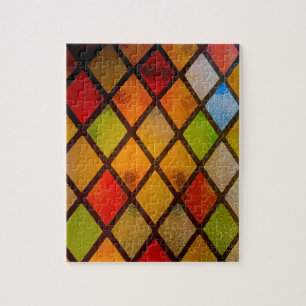 Stained Glass Window Diamond Pattern Jigsaw Puzzle