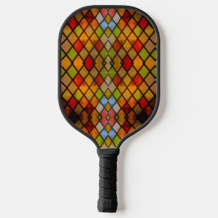 Stained Glass Window Diamond Pattern Pickleball Paddle