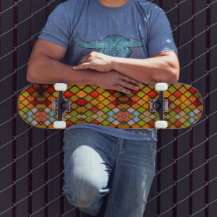 Stained Glass Window Diamond Pattern  Skateboard