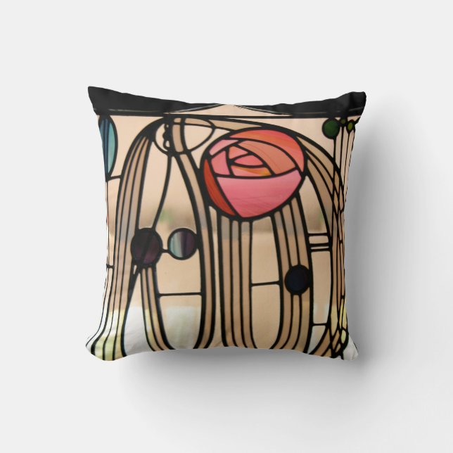 Stained Glass Window, Hill House by Mackintosh Cushion (Front)