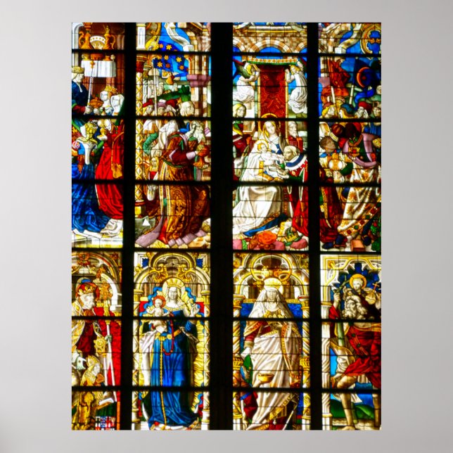 Stained Glass Window in Cologne Cathedral, Germany Poster (Front)