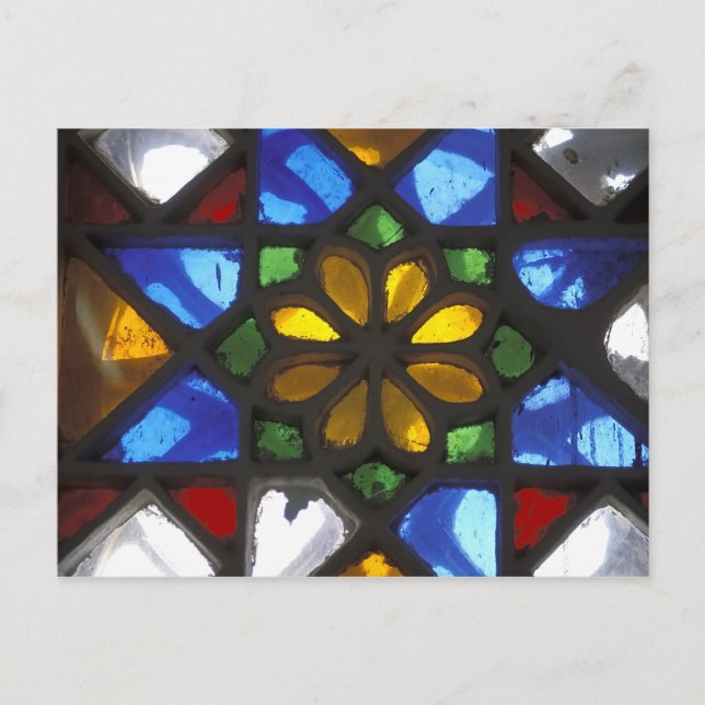 Stained glass window inside the National Postcard (Front)