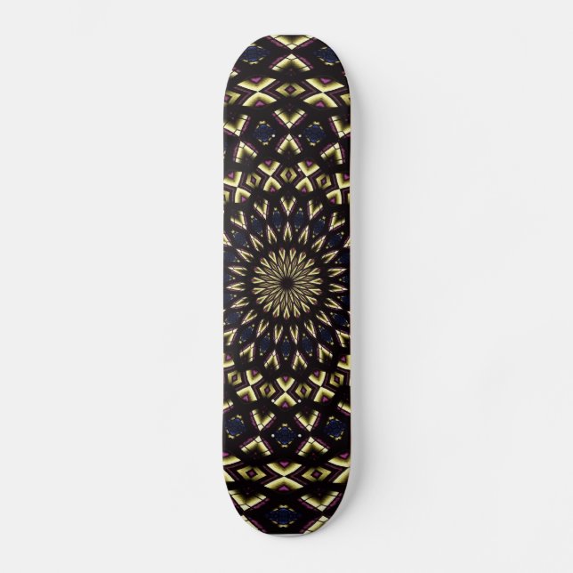 Stained Glass Window Kaleidoscope 11 Skateboard (Front)